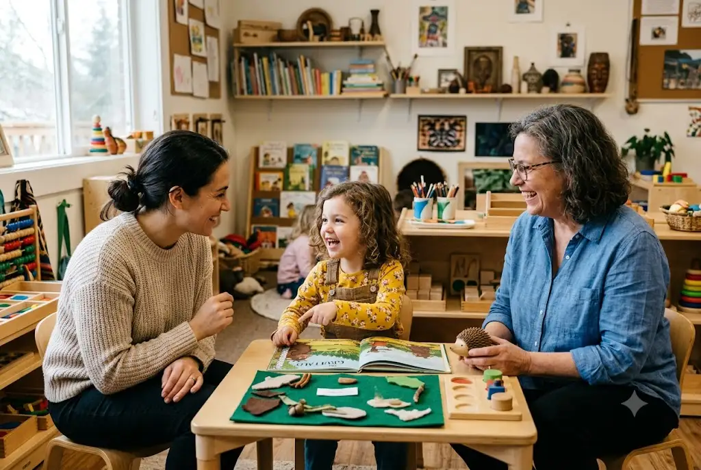 Child demonstrating gestalt language learning during a language-rich educational activity