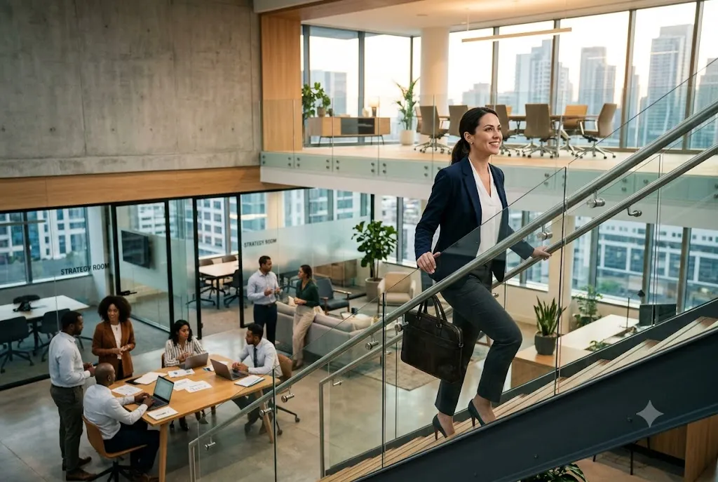 Professional applying career growth advice to advance their career in the workplace